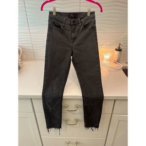 Lucky Brand | EUC Black Size 4/27 Bridgette Skinny Cropped Frayed Denim Jeans